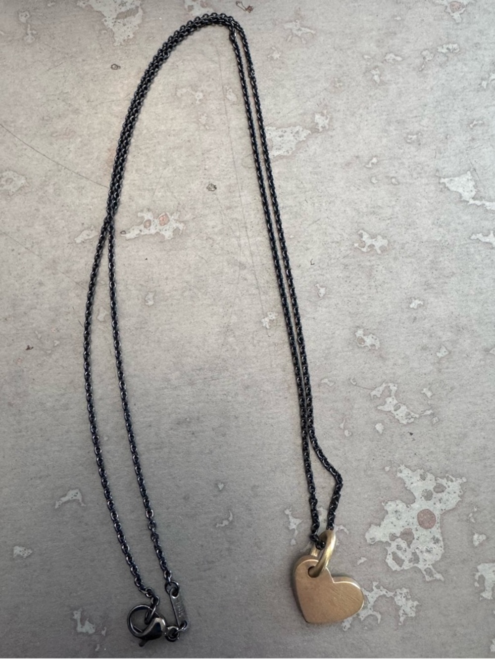 Poor Cat 18k Gold Heart Pendant Necklace on Black Chain